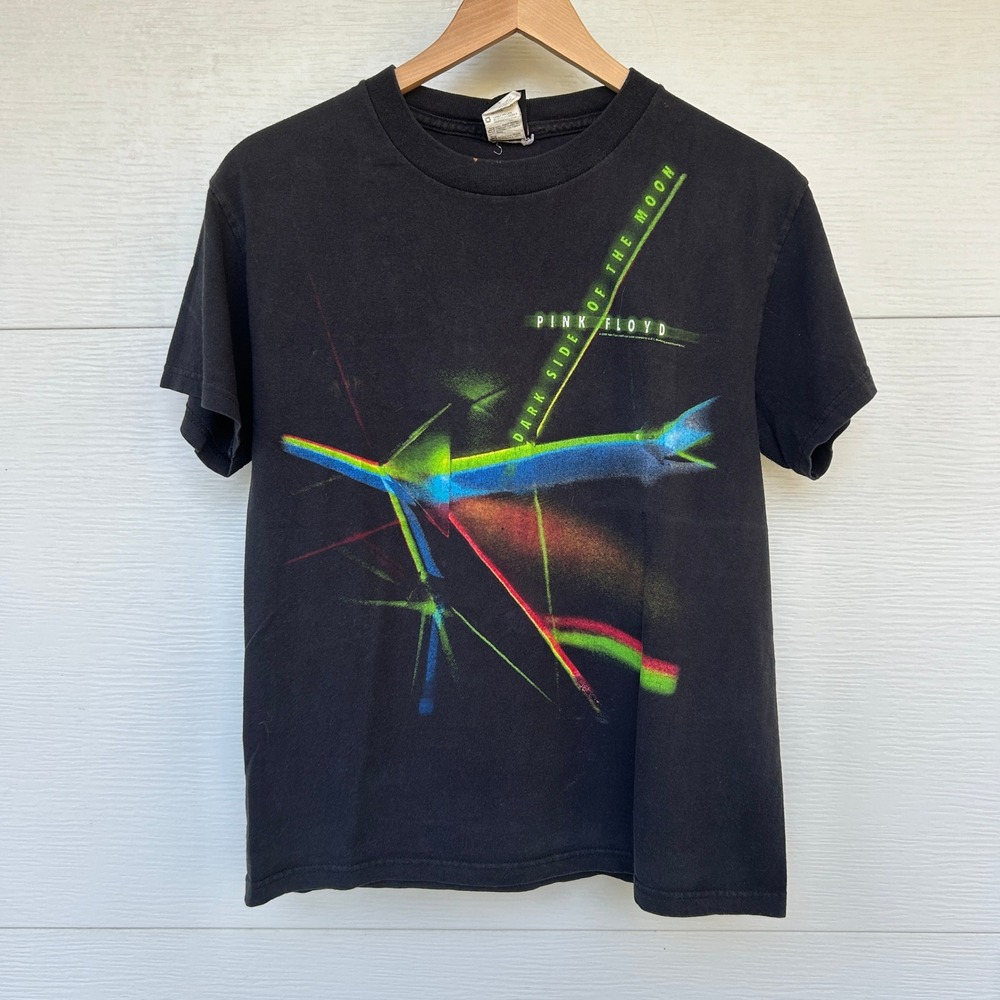 Vintage Pink Floyd Band Tee Small Black Dark Side of the Moon T-Shirt Y2k